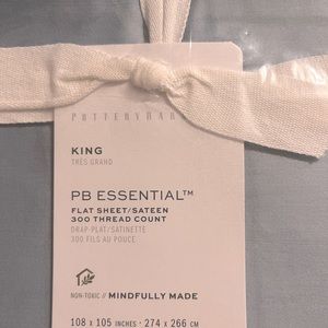 NEW PoTteRy BaRn PB ESSENTIALS Ashley Blue King Flat Sheet